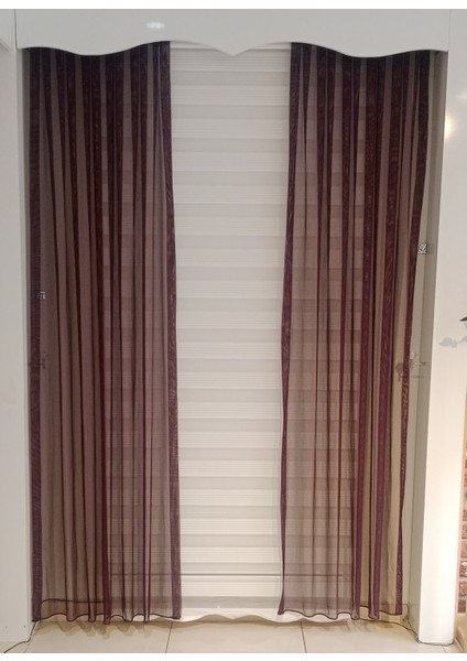 Tül Fon Perde Koyu Bordo Renk 1/3 Sık Pileli Dikim modelleri