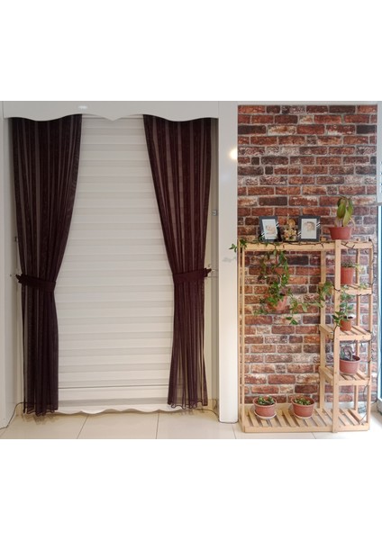 Tül Fon Perde Koyu Bordo Renk 1/3 Sık Pileli Dikim fiyatları