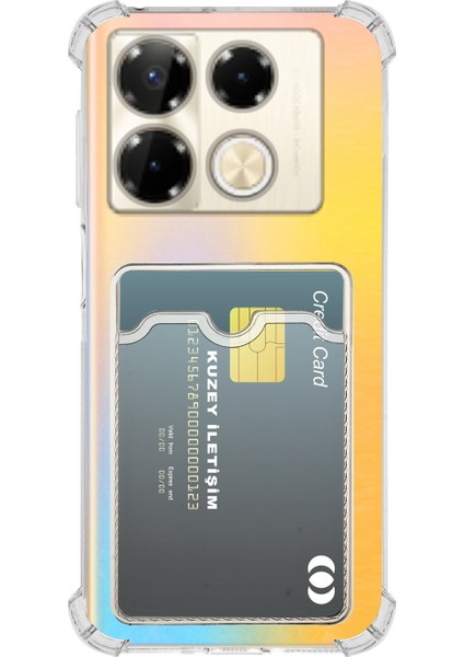 Infinix Note 40 Pro ile Uyumlu Kapak Kamera Korumalı Kartlıklı Darbe Emici Özellikli Şeffaf Silikon Kılıf