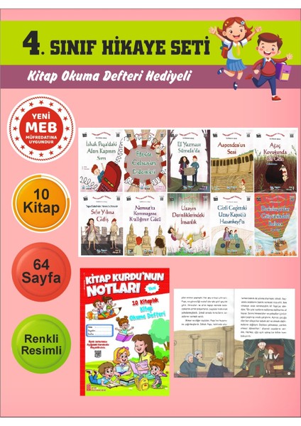 4.sınıflar Için Okumayı Sevdiren 10 Lu Hikaye Seti 2 (Kitap Okuma Defteri Hediyeli)