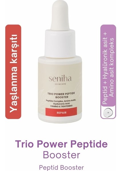 Trio Power Peptide Booster I Yenileyici Nemlendirici Canlandırıcı Serum I Tüm Cilt Tipleri