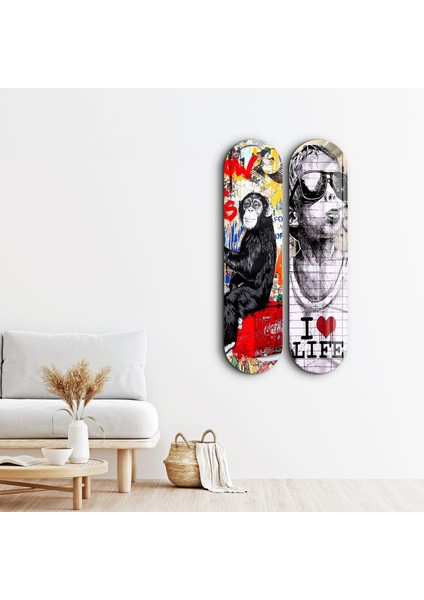 I Love Life Banksy Skateboard Cam Tablolar - Ev Dekorasyon fiyatları