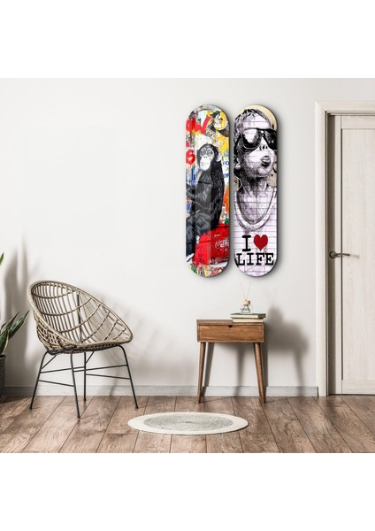 I Love Life Banksy Skateboard Cam Tablolar - Ev Dekorasyon indirimleri