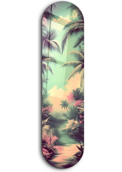 Retro Palm Heaven Cam Tablolar - Ev Dekorasyon
