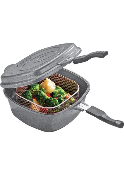 7 Parça Granit Multi Cooker Tencere Seti Gri