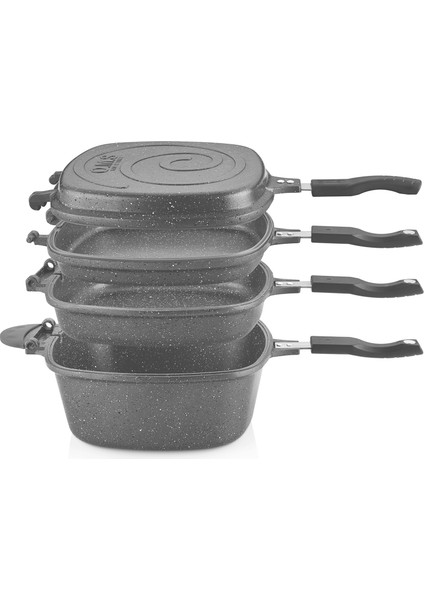 7 Parça Granit Multi Cooker Tencere Seti Gri