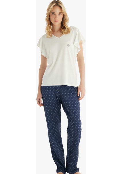 Kadın Pijama Takımı 51842 - Krem