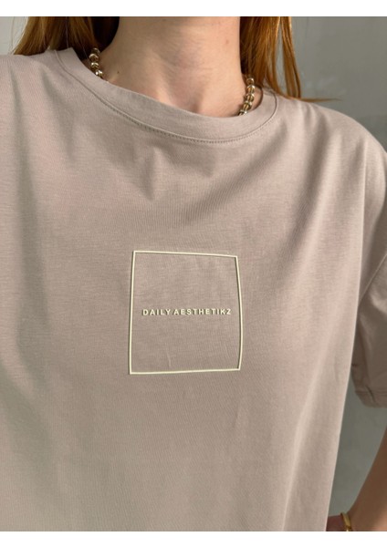 T-905 Vizon Daily Kabartma Yazılı Bisiklet Yaka Tshirt