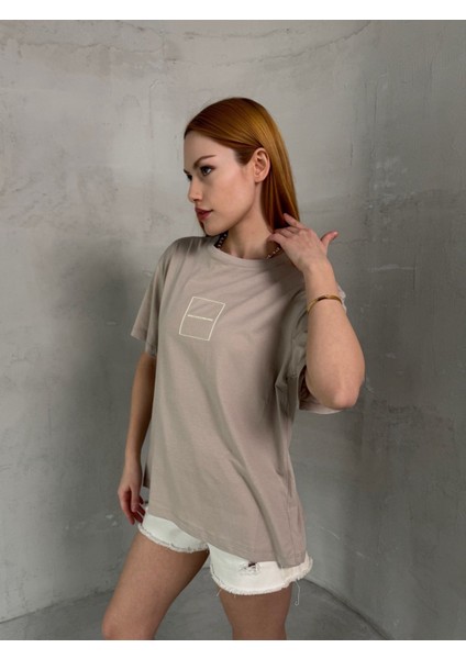 T-905 Vizon Daily Kabartma Yazılı Bisiklet Yaka Tshirt