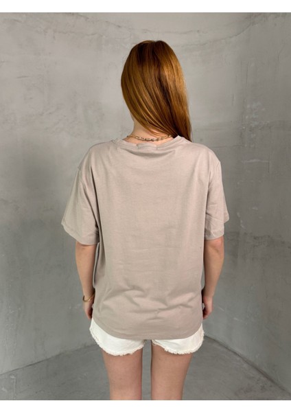 T-905 Vizon Daily Kabartma Yazılı Bisiklet Yaka Tshirt