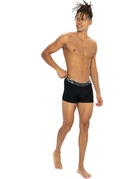 Erkek Siyah - Antrasit - Baskılı 3 Lü Boxer