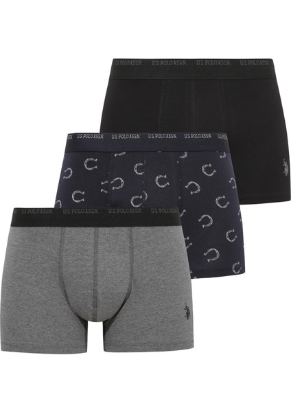 Erkek 211 Lacivert-Antrasit Melanj - Siyah3 Lü Boxer