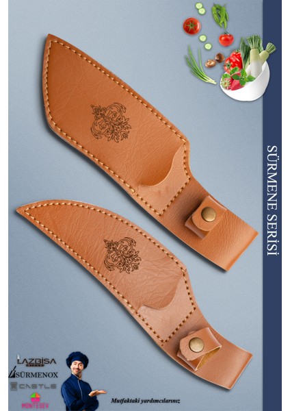 Sürmene Serisi Outdoor Bıçak Kamp Bıçağı Mutfak Şef Bıçak Bıçağı Deri Kılıflı 2 Li Set Kahverengi (Out-007) fiyatları