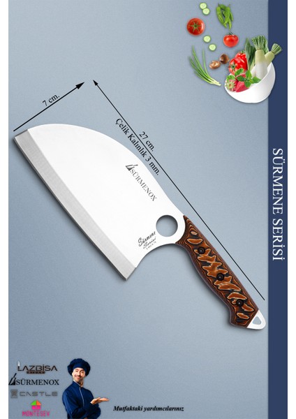 Sürmene Serisi Outdoor Bıçak Kamp Bıçağı Mutfak Şef Bıçak Bıçağı Deri Kılıflı Kahverengi (Out-004) modelleri