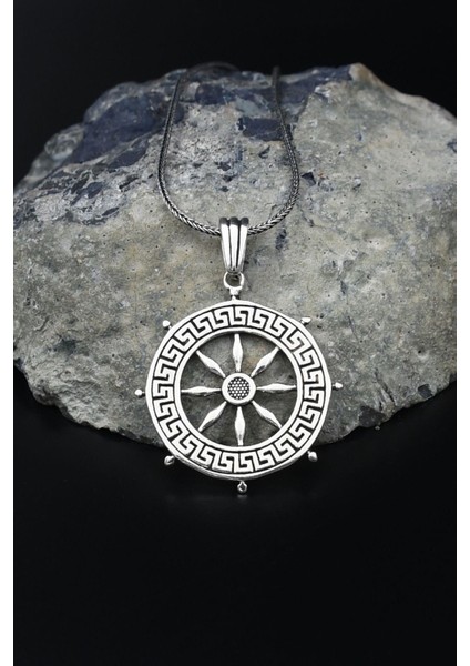Denizci Gemi Dümeni Grek Desenli 925 Ayar Gümüş Kolye Zincir 901567 modelleri