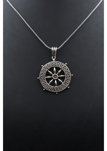 Denizci Gemi Dümeni Grek Desenli 925 Ayar Gümüş Kolye Zincir 901567 fırsatları