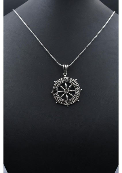 Denizci Gemi Dümeni Grek Desenli 925 Ayar Gümüş Kolye Zincir 901567 indirimleri