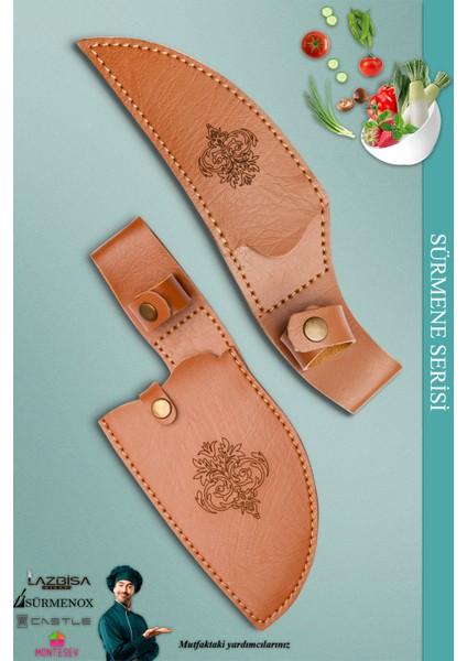 Sürmene Serisi Outdoor Bıçak Kamp Bıçağı Mutfak Şef Bıçak Bıçağı Deri Kılıflı 2 Li Set (Out-006) fiyatları