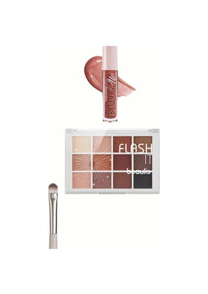 Profashion Plump Up Extra Hydrating Plumping Gloss 202 Renkli Sedefli Mat Göz Farı Flash It 12'li Far Paleti Yüksek Pigmentli Far Fırçası Hediyeli