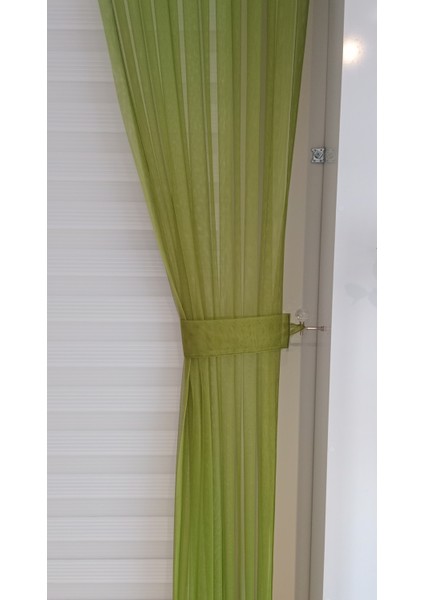 Tül Fon Perde Yeşil Renk 1/3 Sık Pileli Dikim indirimleri