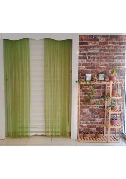Tül Fon Perde Yeşil Renk 1/3 Sık Pileli Dikim fırsatları