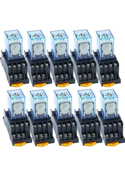 10 Adet MY4NJ 14PIN 4dpdt Mini Elektromanyetik Röle 5A Bobin PYF14A Soket Tabanı DC24V (Yurt Dışından)