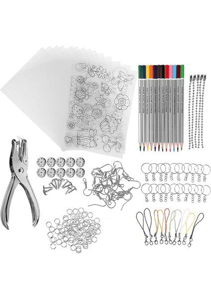 Büzüşen Plastik Malzeme Paketi Dıy Kurşun El Yapımı Isıyla Büzüşen Levha Saç Tokası Çiçek Asma El Sanatları Malzemesi (Yurt Dışından)