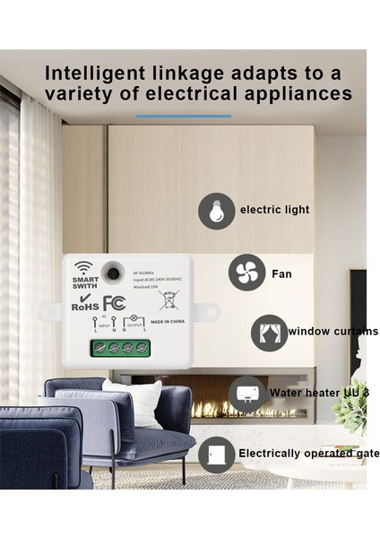 Kablosuz Akıllı Anahtar Işık 433MHZ Rf Anahtarı Uzaktan Kumandalı Mini Röle Alıcı 220V Ev LED Işık Lambası Fan (Yurt Dışından)
