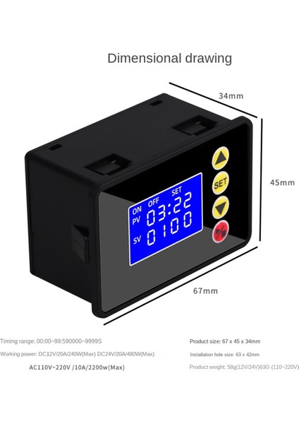 Programlanabilir Dijital Zamanlayıcı Anahtarı Röle Kontrol Zaman Kontrol Cihazı Gecikme Rölesi Döngü Zamanlaması Açık/kapalı Dc 12V (Yurt Dışından)