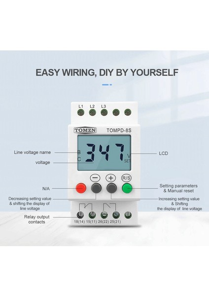 Fazlı Din Rayı Ayarlanabilir Aşırı Gerilim Koruyucu Gerilim Izleme Sırası Koruma Rölesi (Yurt Dışından) modelleri