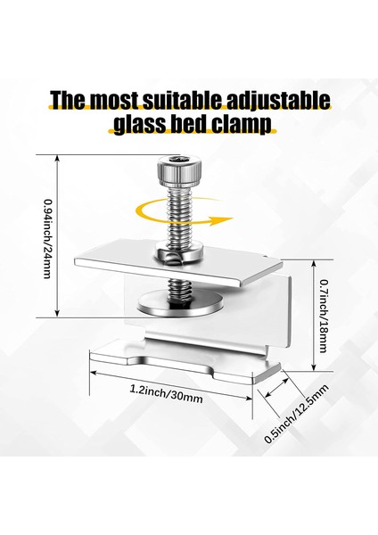 6 Adet Cam Yatak Klipleri Ender 3/3 Pro/v2/3s Ender 5/pro Cr-20 Pro CR-10S Pro Ayarlanabilir 3D Yazıcı Isı Yatak Kelepçesi (Yurt Dışından) modelleri