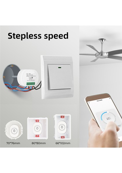 Tuya Akıllı Wifi Fan Tavan Vantilatörü Anahtar Modülü Çift Modlu Sıfırlama Ses Anahtarı Kontrol Cihazı Alexa Google Home Siyah (Yurt Dışından)
