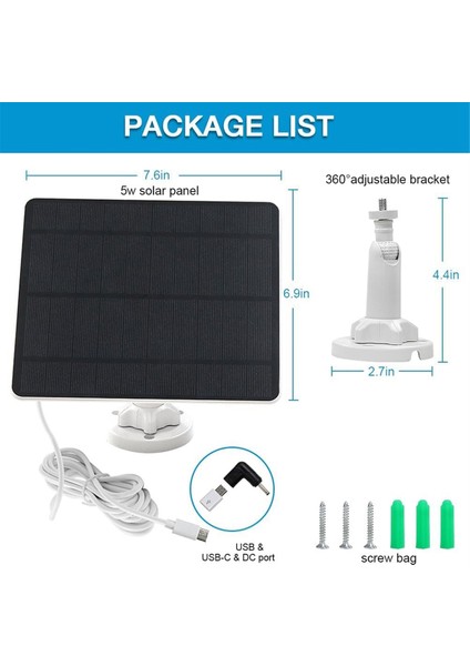 Güvenlik Kamerası Için Güneş Paneli, Kameralar Için 5W USB Güneş Paneli Dc 5V, Kamera Güneş Paneli Şarj Cihazı, IP65 Güneş Paneli Şarj Cihazı (Yurt Dışından) fırsatları