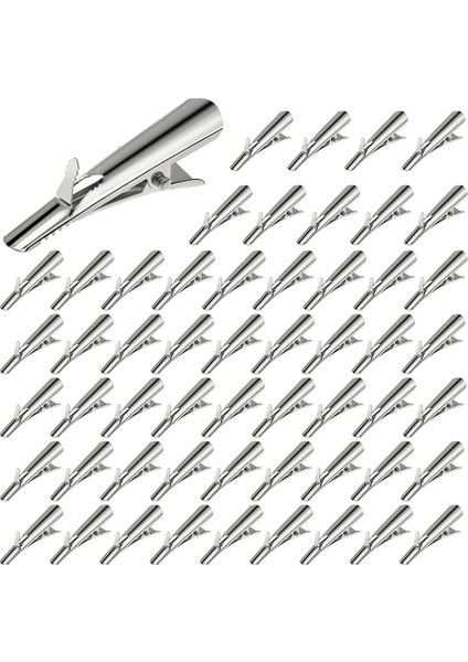 El Sanatları Için 100 Parça Mini Metal Timsah Klipsleri - Küçük Hamam Böceği Klipsleri Yaylı Klipsler Kelepçeler 45MM Timsah Saç Klipsleri (Yurt Dışından)