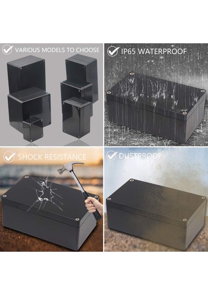 Su Geçirmez Siyah Dıy Ev Metre Kutusu Abs Plastik Proje Kutusu Saklama Kutusu Muhafaza Kutusu, 100X100X75MM (Yurt Dışından)