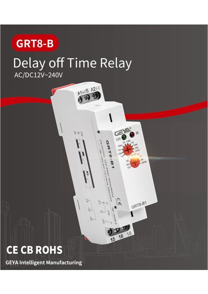 Geya Grt8-B1 Düşmede Gecikme Zaman Rölesi Zamanlayıcı Rölesi Tip 16A, Grt8-B1 AC/DC12-240V (Yurt Dışından) modelleri