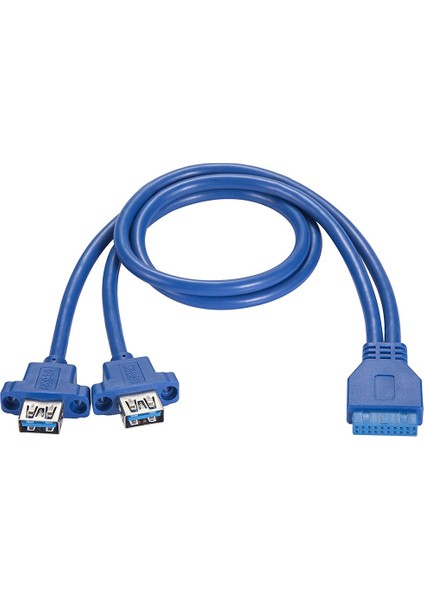 Usb3.0 Ön Panel Kablosu 19 Pin - Çift A Konnektörü Usb3.0 Kablo Dıy Muhafazası Vidalarla - Mavi (0,5 M/1,64 Ft) (Yurt Dışından)