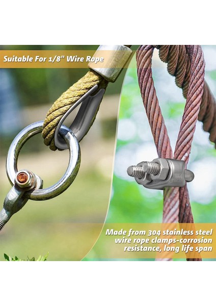 30 Adet 1/8 Inç M3 Paslanmaz Çelik Tel Halat Kablo Klipsi Kelepçesi Tel Halat Arma Çadır Halat Koruma Korkuluk Sistemi (Yurt Dışından) fırsatları