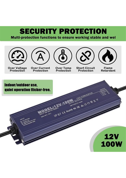 12V LED Sürücü IP67 Su Geçirmez 12V 100W Güç Kaynağı Trafosu 100-264V Ac Ila 12VOLT Dc Düşük Voltaj Çıkışı, Işık Için (Yurt Dışından) fiyatları