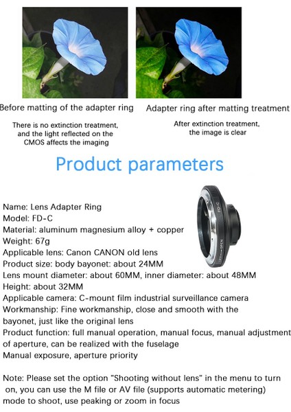 Canon Fd Fl Lens Için Fd-C Lens Adaptör Halkası - C-Mount Sinema Montajlı Kamera Adaptör Halkası (Yurt Dışından) fırsatları