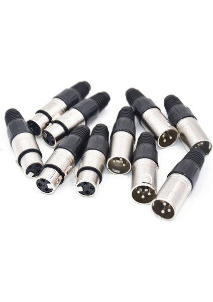 10 Adet 3 Pin Xlr Lehim Tipi Konnektör 5 Erkek + 5 Dişi Fiş Kablosu Konektörü Mikrofon Ses Soketi (Yurt Dışından)