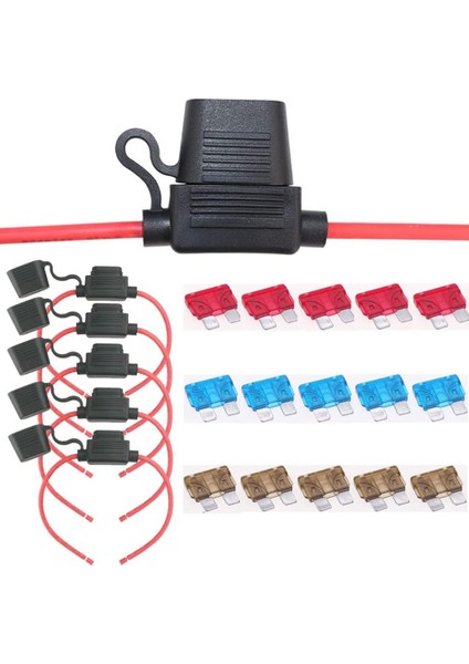 Adet 16 Ölçer Awg Sigorta Tutucu Su Geçirmez Toz Geçirmez Araba Tekne Suv Için Inline Sigorta Kutusu (Yurt Dışından)