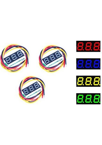 0,28 Inç LED Ultra Küçük Dc Dijital 0-100V Voltmetre Gerilim Test Cihazı Üç Renkli Ekran 4-40V Güç Kaynağı (3 Telli) (Yurt Dışından)