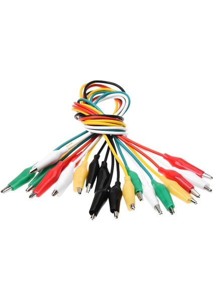10 Adet 5 Renkli Çift Uçlu Timsah Klipler Test Ucu Jumper Tel 50 cm (Yurt Dışından)