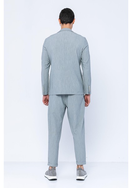 Erkek Slim Fit Cepli Düğmeli Bürümcük Kumaş Klasik Ceket