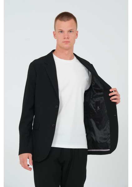 Erkek Slim Fit Cepli Düğmeli Bürümcük Kumaş Klasik Ceket