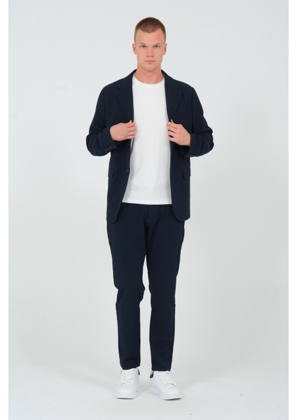 Erkek Slim Fit Cepli Düğmeli Bürümcük Kumaş Klasik Ceket