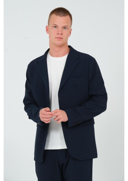 Erkek Slim Fit Cepli Düğmeli Bürümcük Kumaş Klasik Ceket