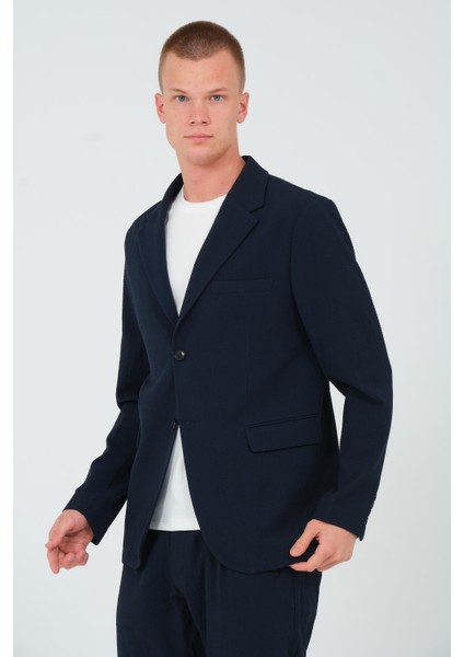 Erkek Slim Fit Cepli Düğmeli Bürümcük Kumaş Klasik Ceket
