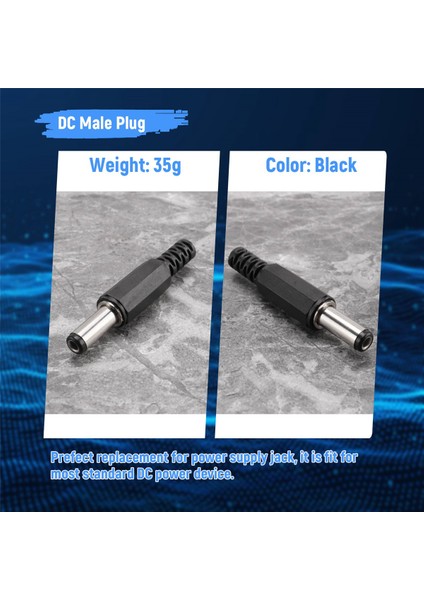 20 Adet Siyah 2.5mm x 5.5mm Dc Güç Erkek Fiş Jak Adaptörü (Yurt Dışından)